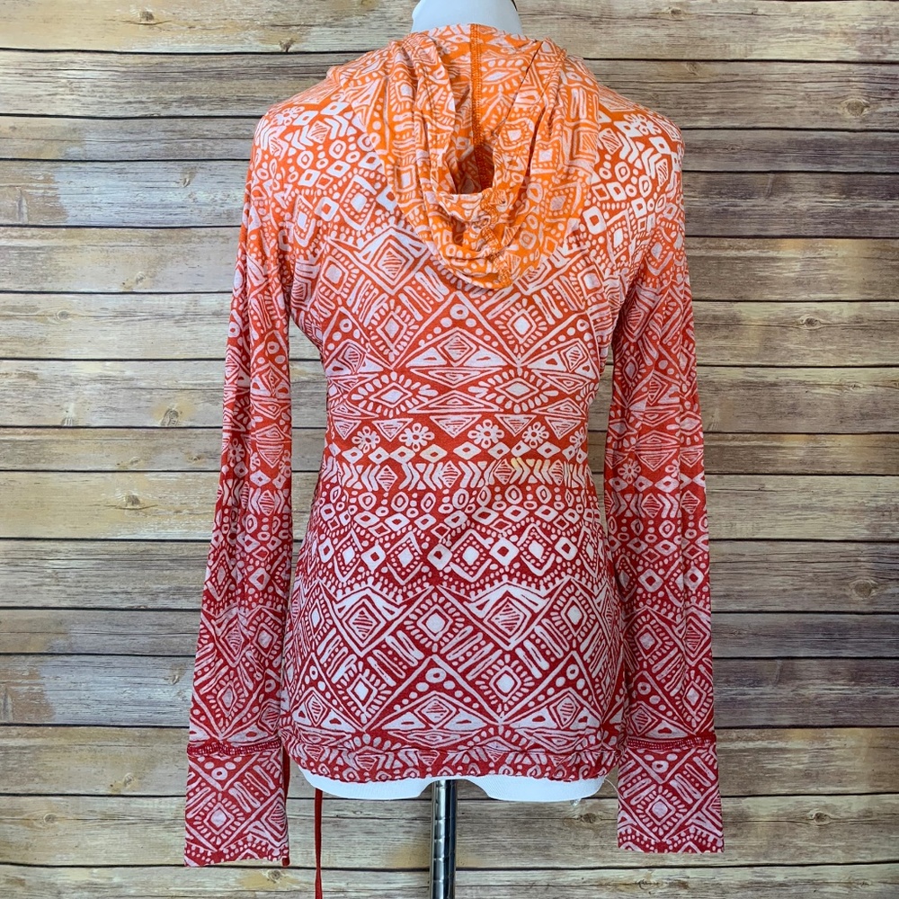 Athleta Hidden Lake Hoodie Red Orange Burnout Top - Picture 3 of 8